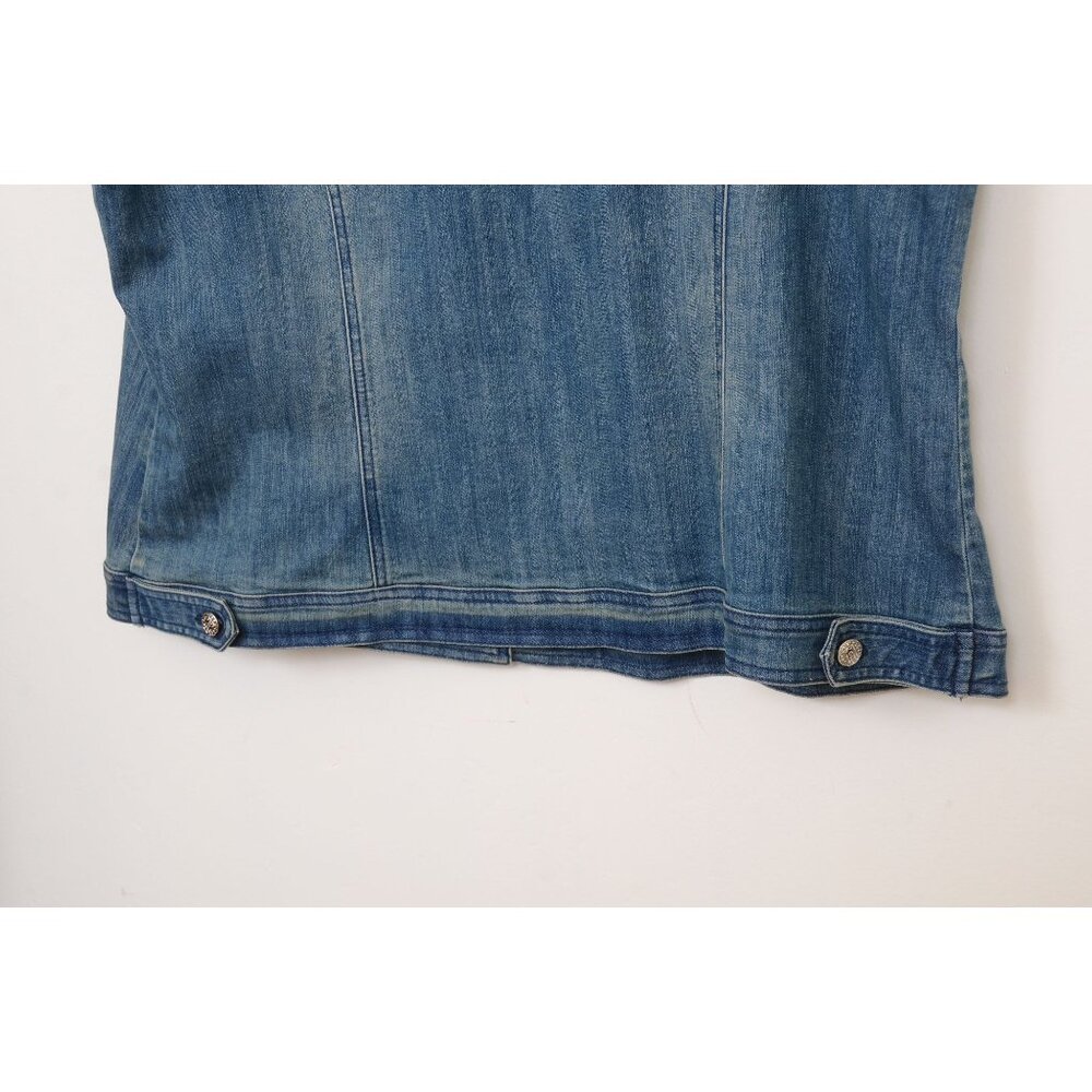 Midnight Velvet PLUS 2X Pearl Embellished Sleeveless Distressed Denim Vest Boho - Picture 4 of 8